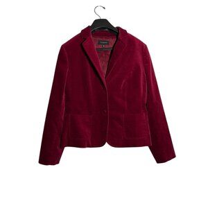 Talbots Burgundy Velvet Blazer Jacket Womens Size 16 Button Closure